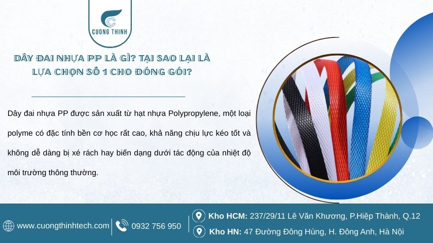 Dây đai nhựa PP hoàn toàn miễn nhiễm với độ ẩm và hóa chất nhẹ, giúp duy trì thẩm mỹ cho kiện hàng trong thời gian dài.