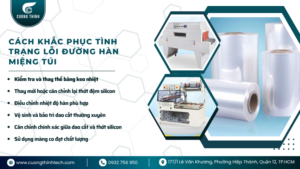 lỗi đường hàn miệng túi máy bọc màng co tự động 450L