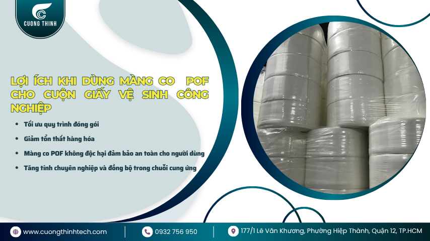 Màng co POF bọc cuộn giấy vệ sinh công nghiệp