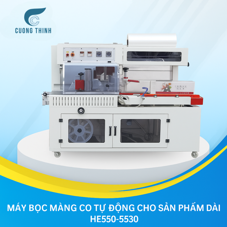 Máy Bọc Màng Co Tự Động Cho Sản Phẩm Dài, Chiều Dài Không Giới Hạn HE550-5530 (2) Máy Bọc Màng Co Tự Động Cho Sản Phẩm Dài, Chiều Dài Không Giới Hạn HE550-5530