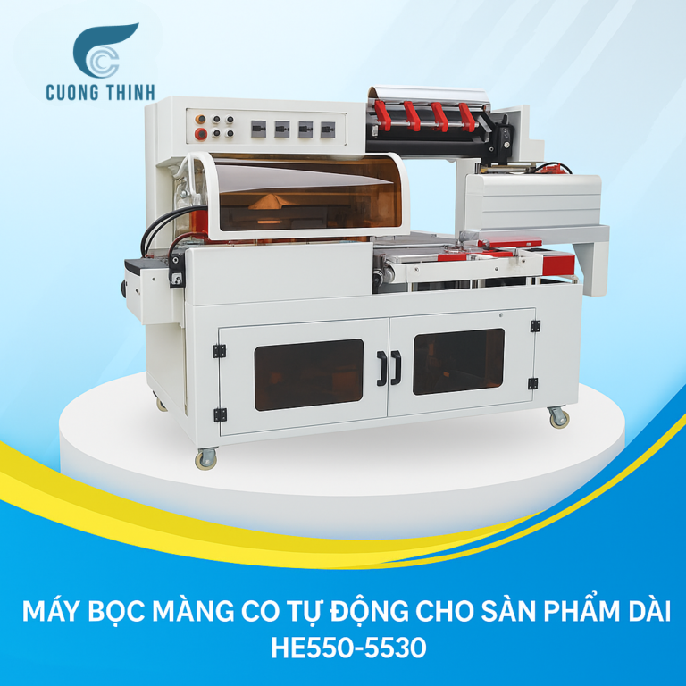 Máy Bọc Màng Co Tự Động Cho Sản Phẩm Dài, Chiều Dài Không Giới Hạn HE550-5530 (3) Máy Bọc Màng Co Tự Động Cho Sản Phẩm Dài, Chiều Dài Không Giới Hạn HE550-5530