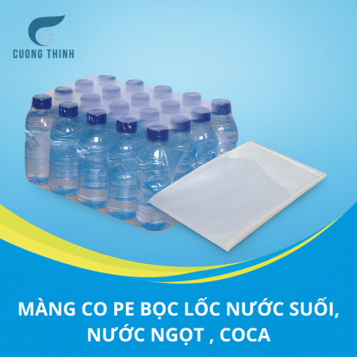 màng co PE bọc lốc nước suối, nước ngọt, coca