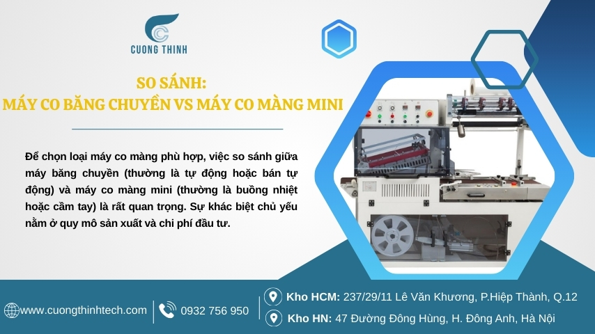 máy co màng băng chuyền