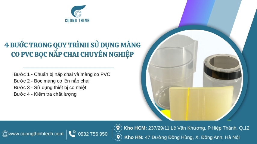 Quy trình sử dụng màng co PVC bọc nắp chai