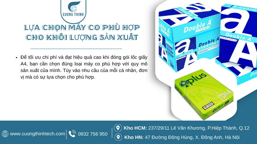 Máy co màng lốc giấy A4 - Tùy vào nhu cầu của mỗi cá nhân, đơn vị mà có sự lựa chọn cho phù hợp.