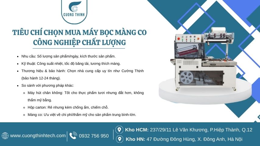 Tiêu chí chọn mua máy bọc màng co công nghiệp chất lượng