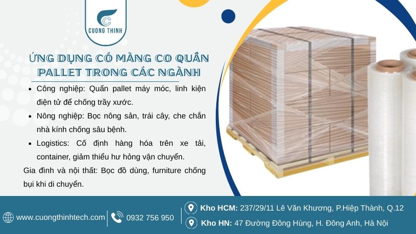 Giá màng co quấn pallet - Ứng dụng có màng co quấn pallet trong các ngành