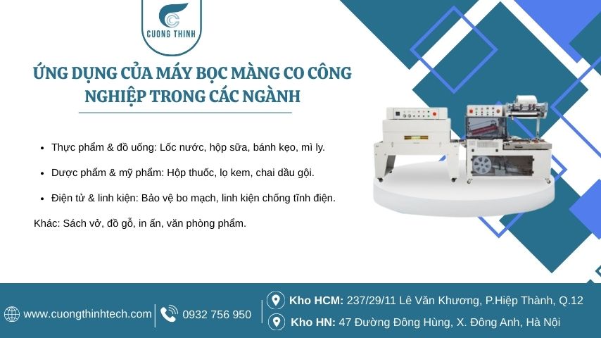 Ứng dụng của máy bọc màng co công nghiệp trong các ngành