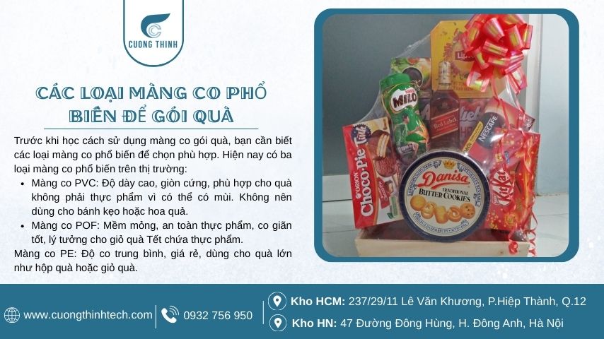 Cách sử dụng màng co gói quà - Các loại màng co phổ biến để gói quà