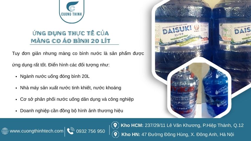 Ứng dụng thực tế của màng co áo bình 20 lít