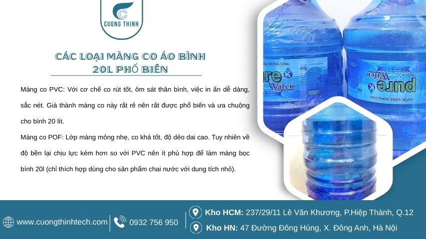 Các loại màng co áo bình 20l phổ biến