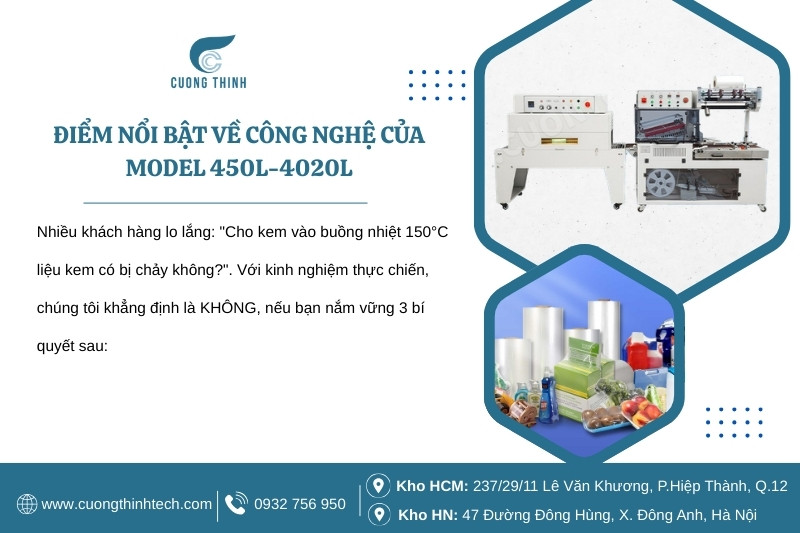Bộ máy bọc màng co POF tự động chữ L 450L-4020L - Công nghệ hiện đại giúp máy vận hành ổn định, mượt mà