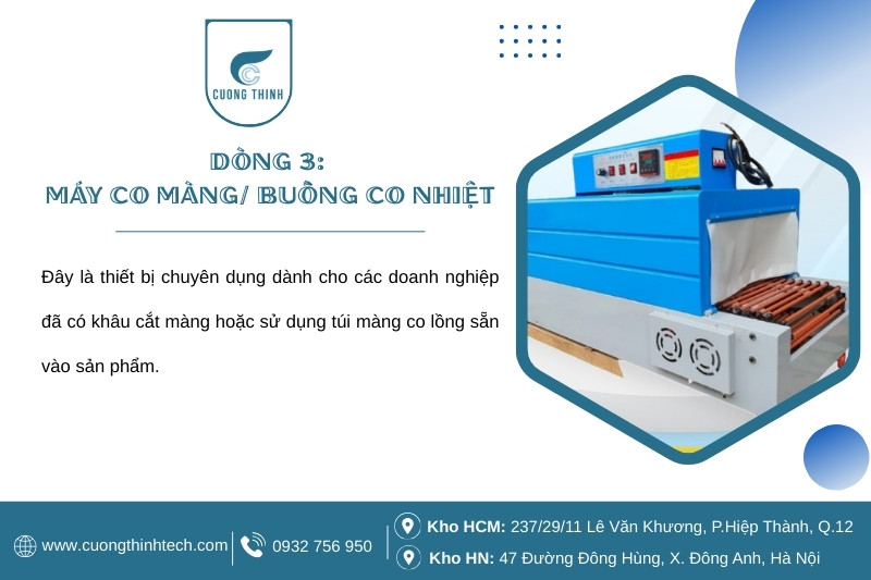Máy rút màng co bọc lốc - Máy co màng/ buồng co nhiệt