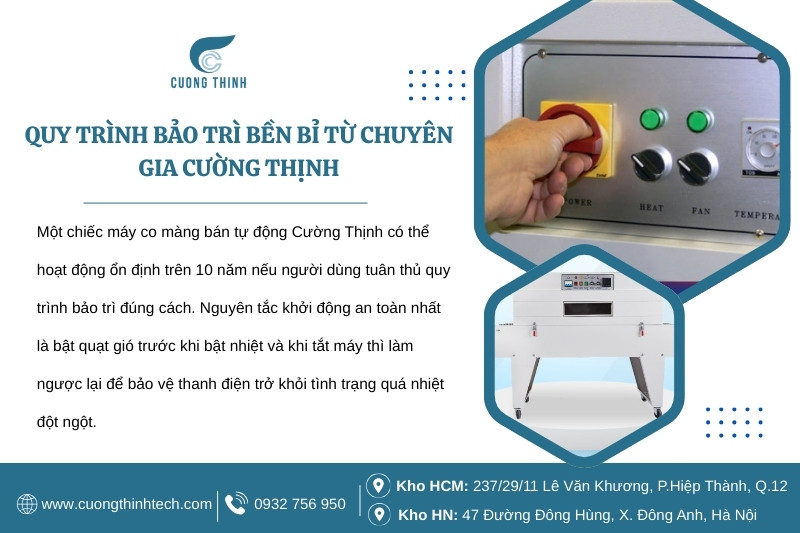 Máy co màng 4020 chân cao - Khởi động và tắt máy đúng cách để bảo vệ linh kiện
