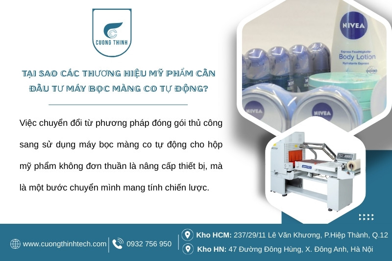 Máy Bọc Màng Co Tự Động Cho Hộp Mỹ Phẩm - Đầu tư máy bọc màng co tự động - nâng tầm thẩm mỹ, tăng tốc sản xuất, bảo vệ thương hiệu.