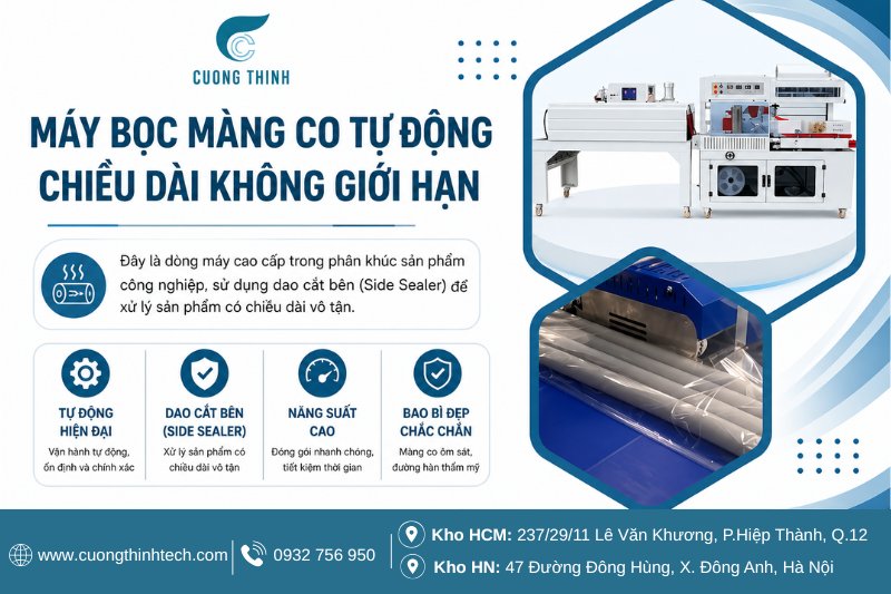 Máy bọc màng co tự động chiều dài không giới hạn