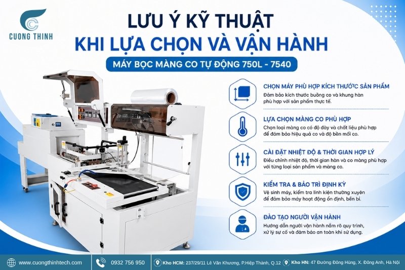 Bộ máy bọc màng co tự động 750L - 7540 - Khả năng vận hành, ứng dụng và giá trị thực tế của bộ máy 750L - 7540