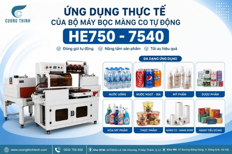 Bộ máy bọc màng co tự động HE750 - 7540 - Ứng dụng thực tế của bộ máy HE750 - 7540