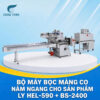 Bộ máy bọc màng co nằm ngang cho sản phẩm ly HEL-590 + BS-2400