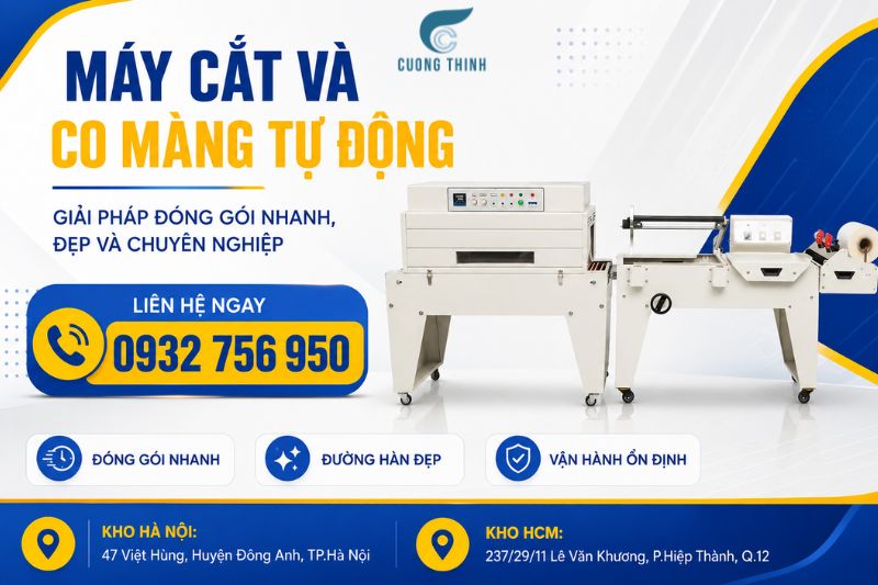 Máy cắt và co màng tự động