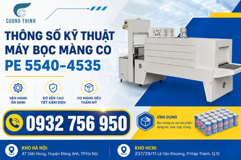 Thông Số Kỹ Thuật Máy Bọc Màng Co PE 5540-4535