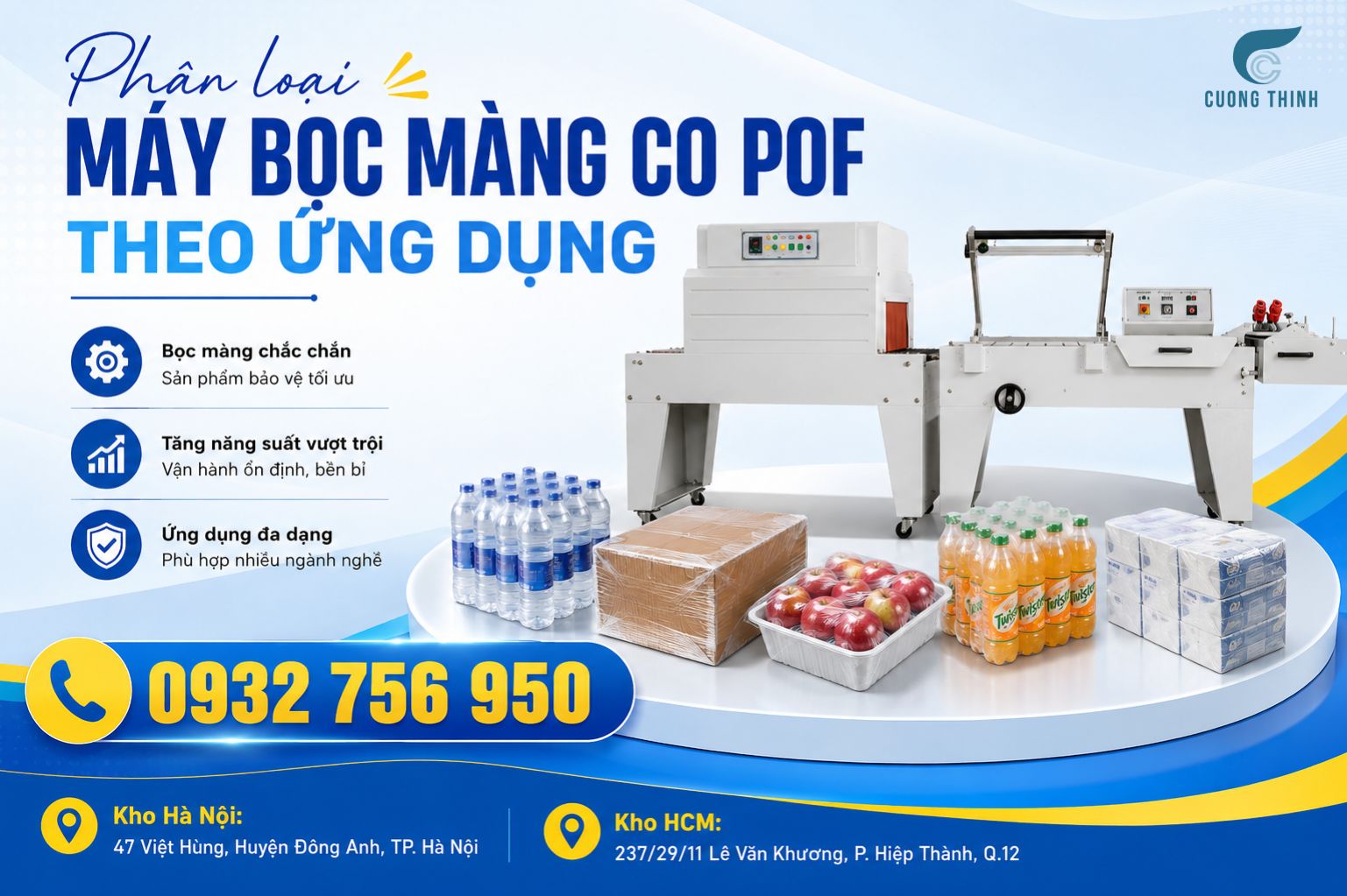 máy bọc màng co POF bán tự động