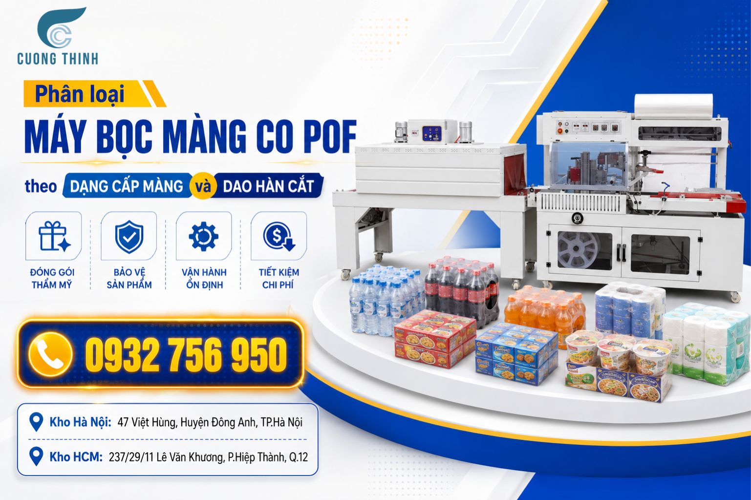 máy bọc màng co POF bán tự động