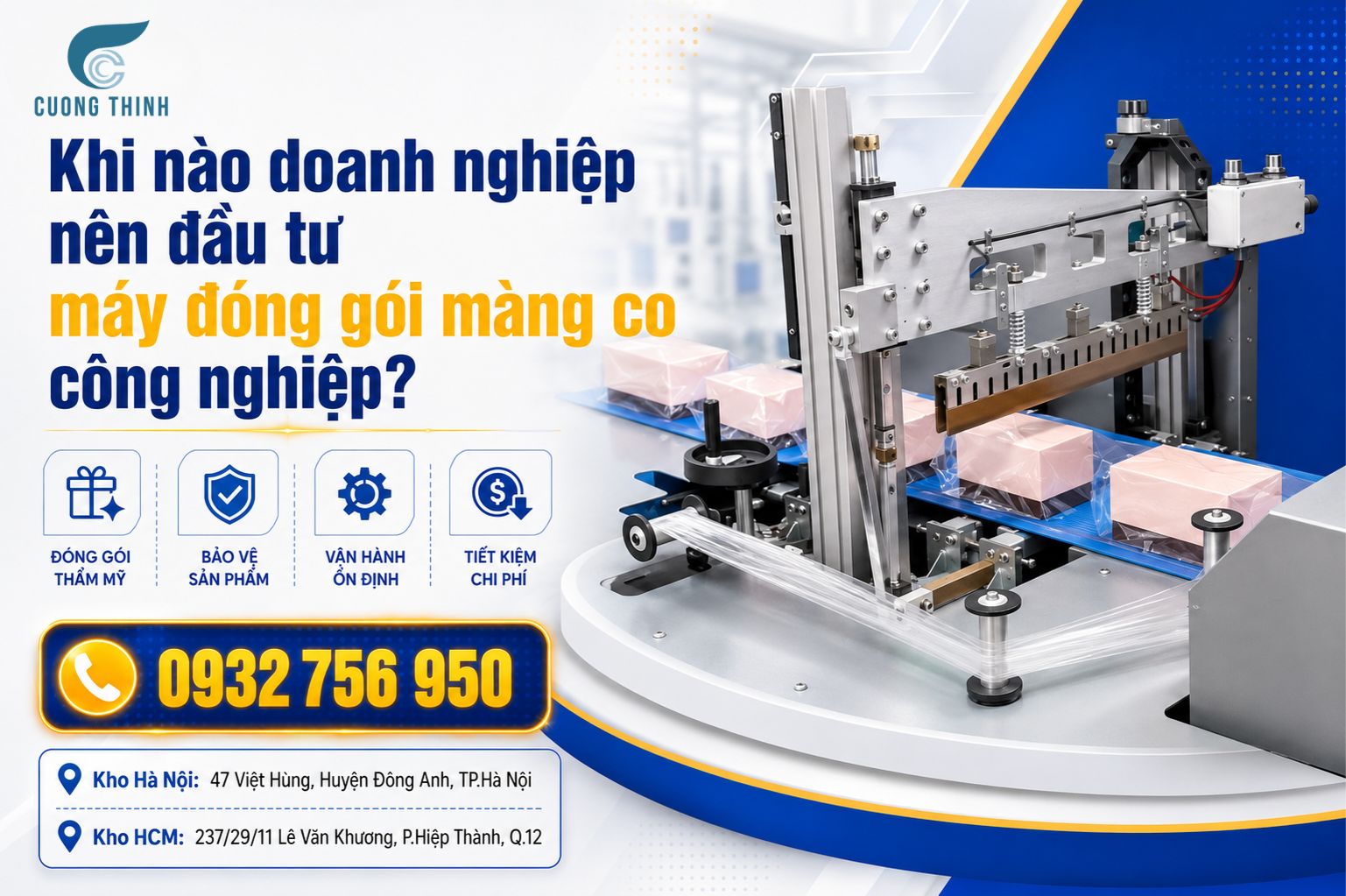 Chọn máy theo kích thước, trọng lượng và sản lượng thực tế