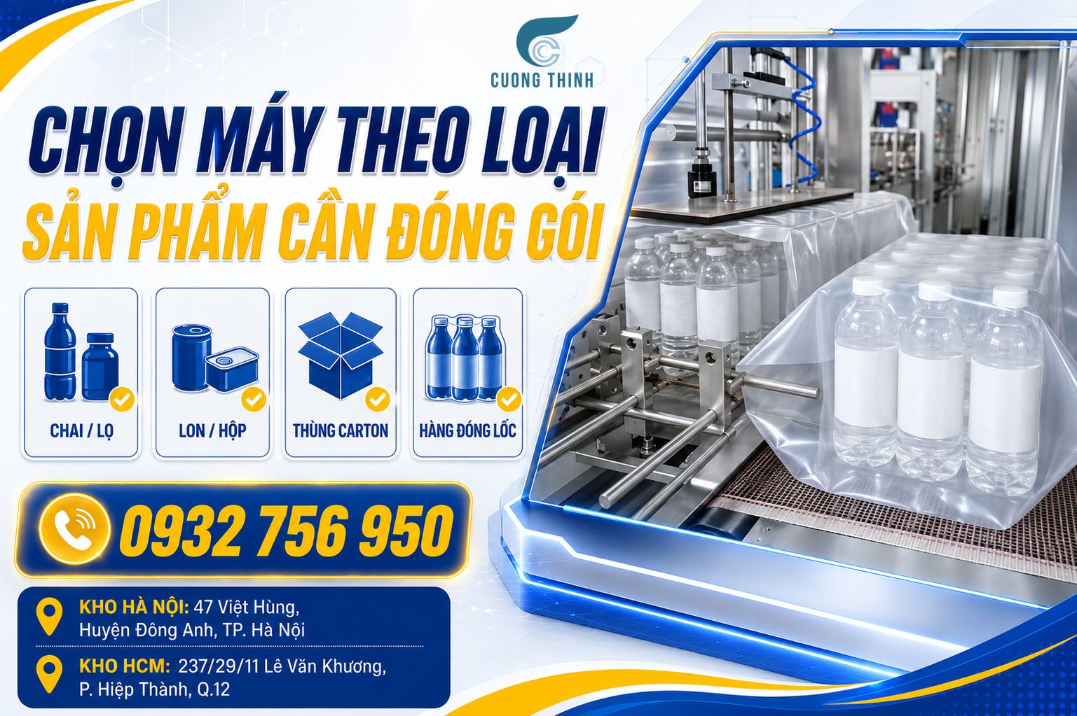Chọn máy theo loại sản phẩm cần đóng gói