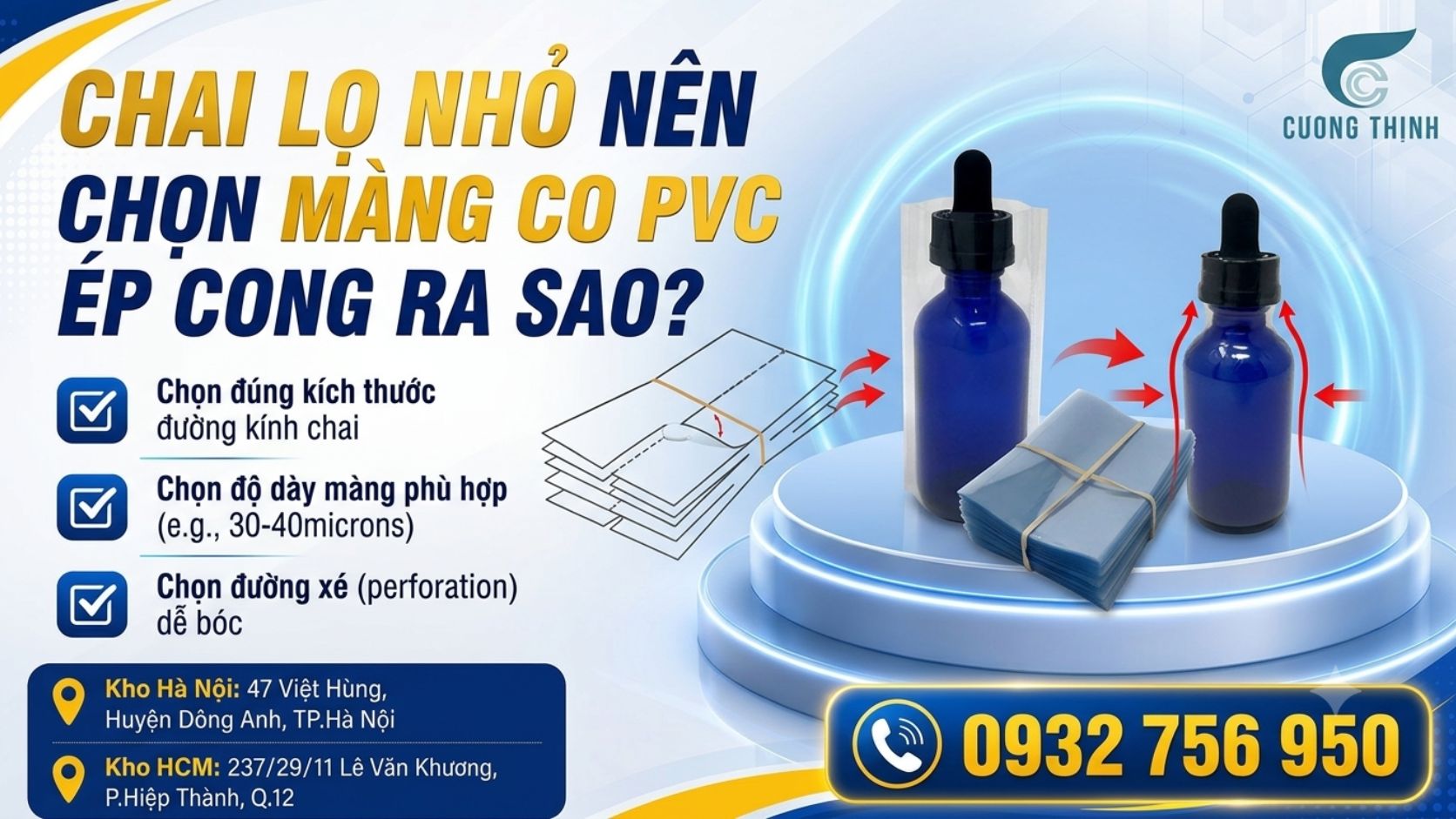 Màng co PVC ép cong bo tròn Tuýp và chai lọ nhỏ