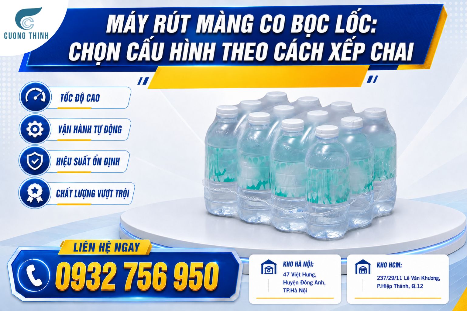Đo kích thước dài rộng cao của lốc chai đã xếp thành nhóm