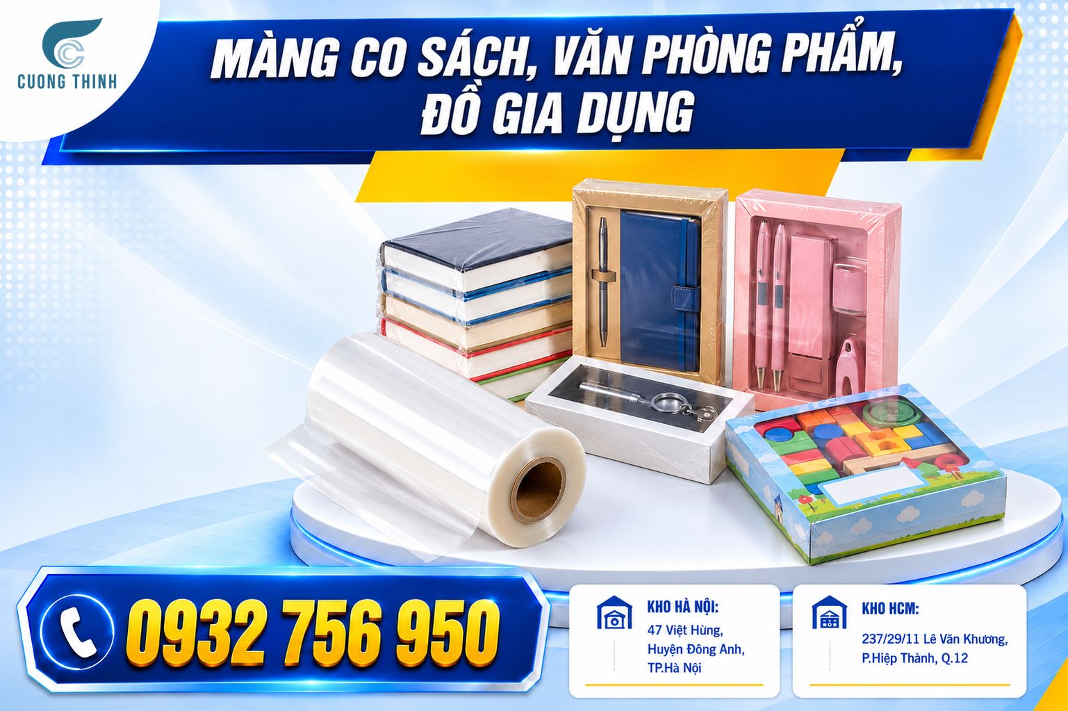 Màng co sách, văn phòng phẩm, đồ gia dụng