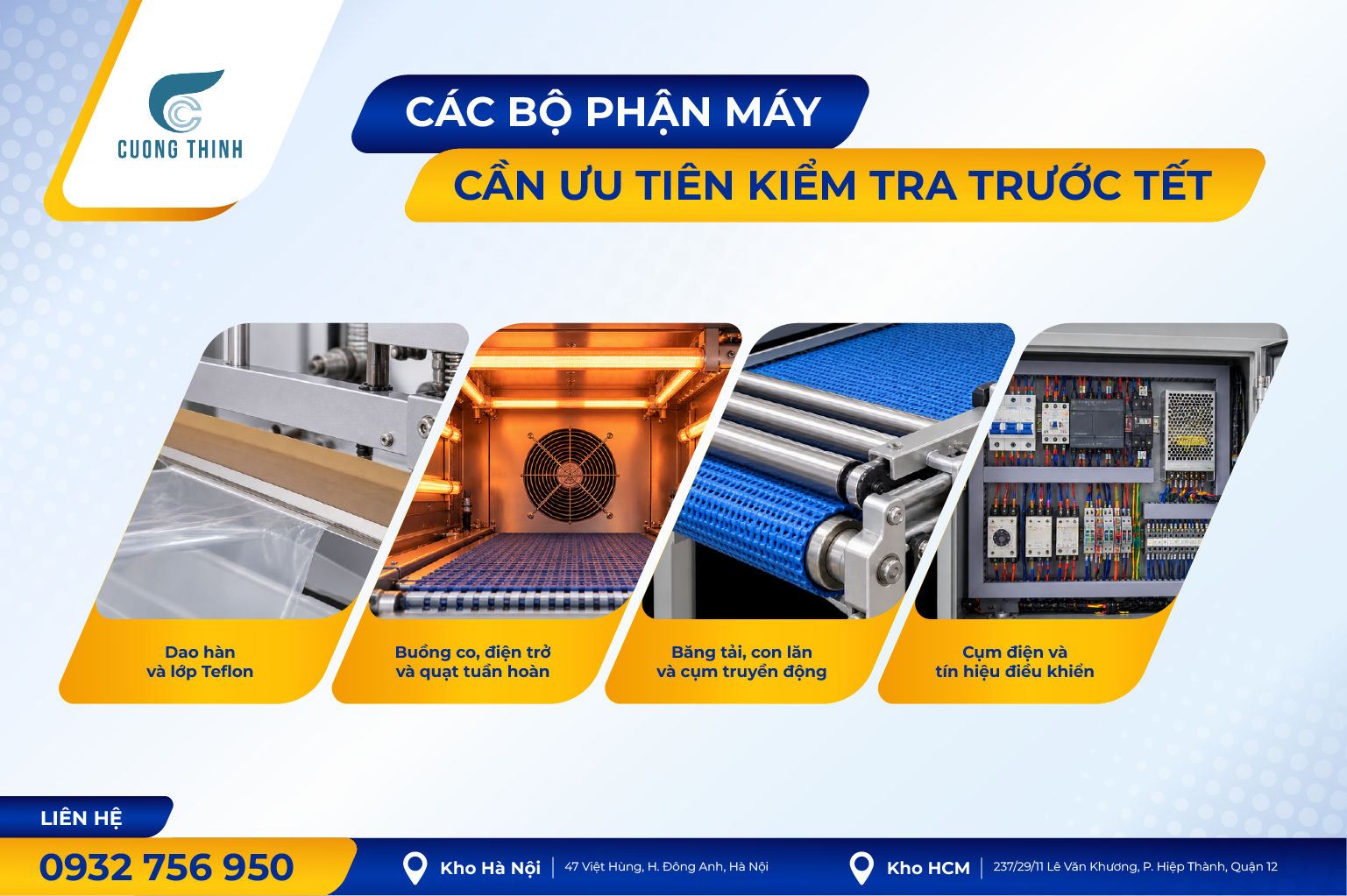 Các bộ phận máy co màng cần ưu tiên kiểm tra trước Tết
