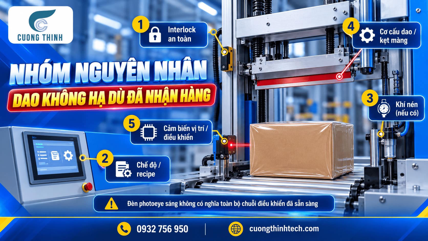 Các nhóm nguyên nhân khiến dao không hạ dù cảm biến đã nhận hàng