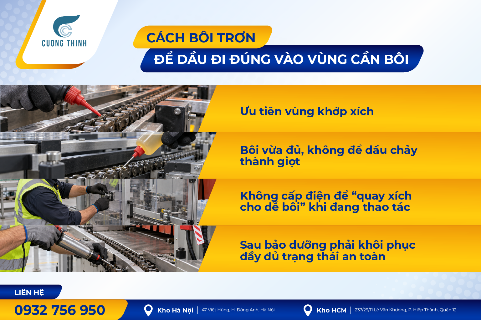 Cách bôi trơn để dầu đi đúng vào vùng cần bôi