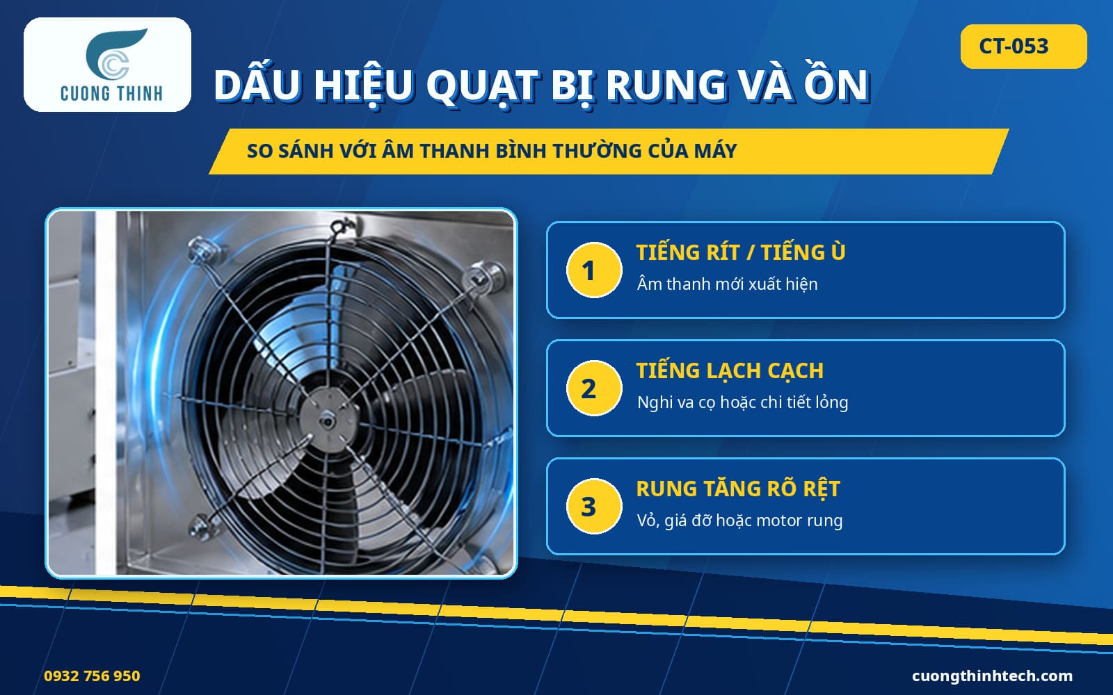 Dấu hiệu quạt buồng co nhiệt bị rung và phát tiếng ồn