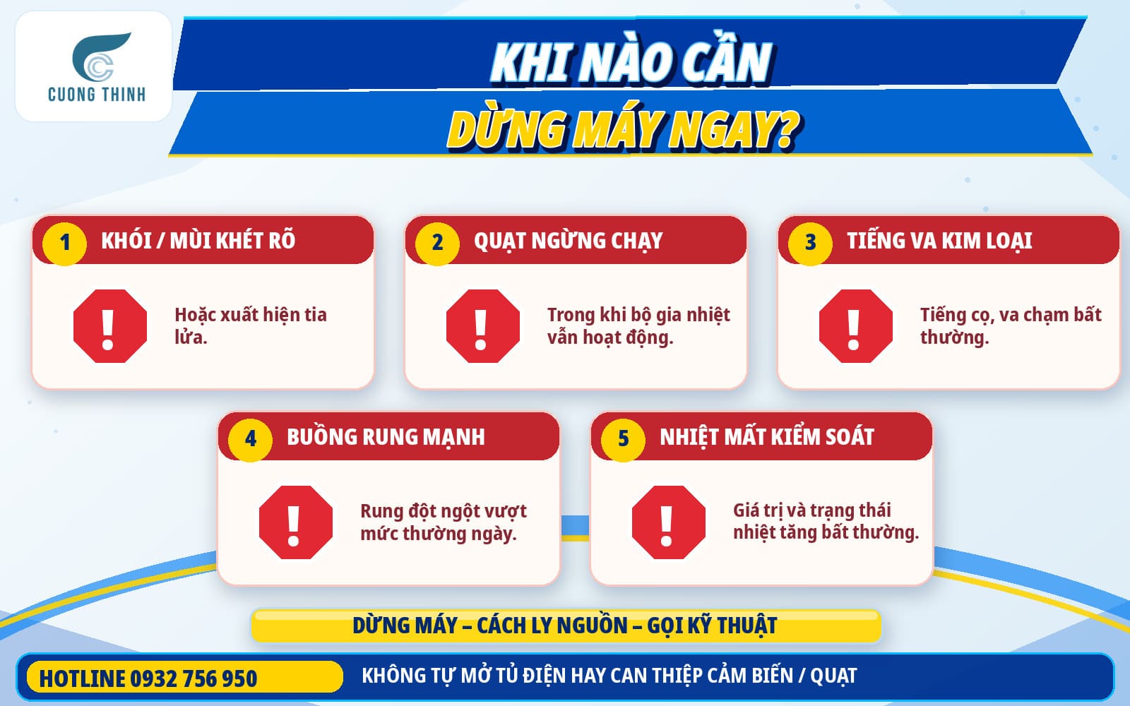 Khi nào cần dừng máy ngay?