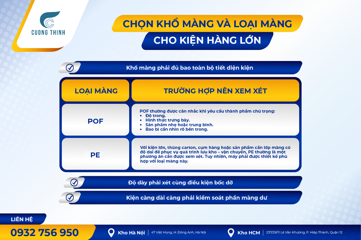 Kiểm tra kích thước và trọng lượng trước khi chọn model