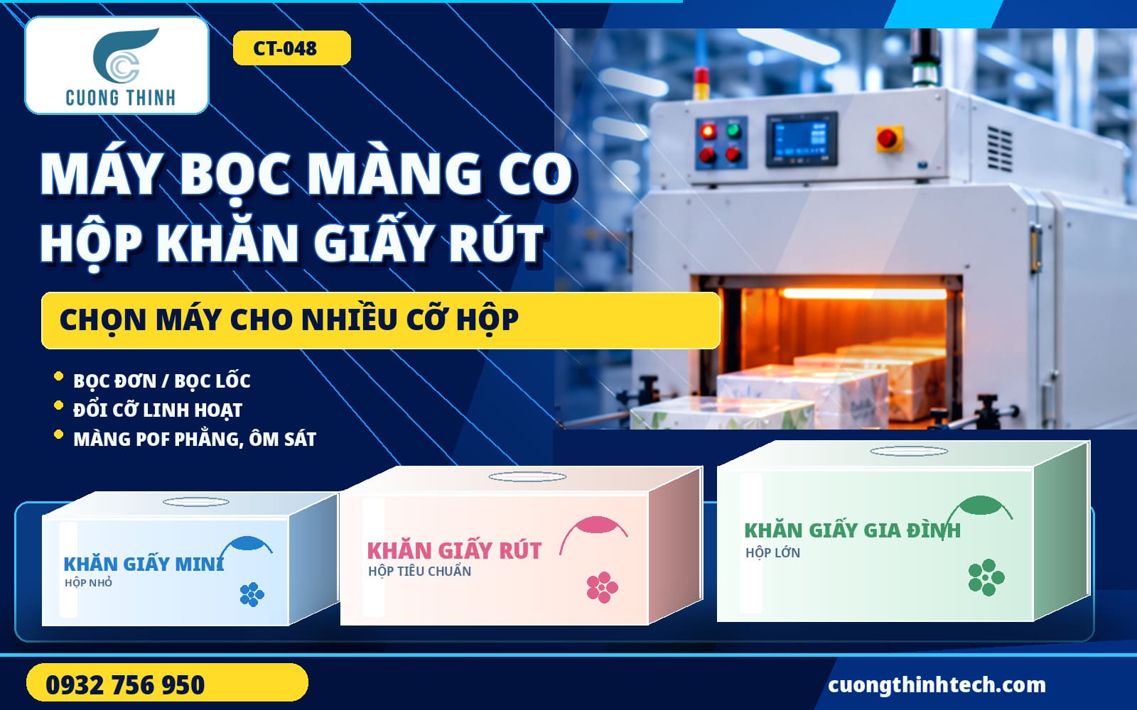 Máy Bọc Màng Co Hộp Khăn Giấy Rút