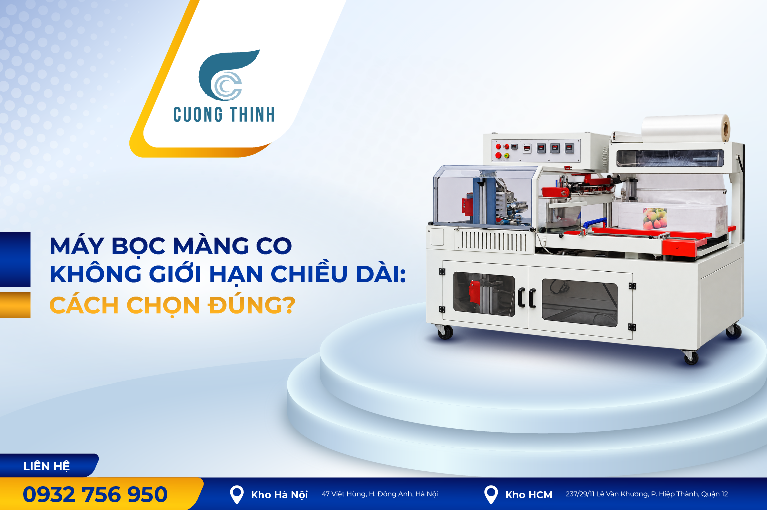 Máy bọc màng co tự động không giới hạn chiều dài cho thùng carton lớn